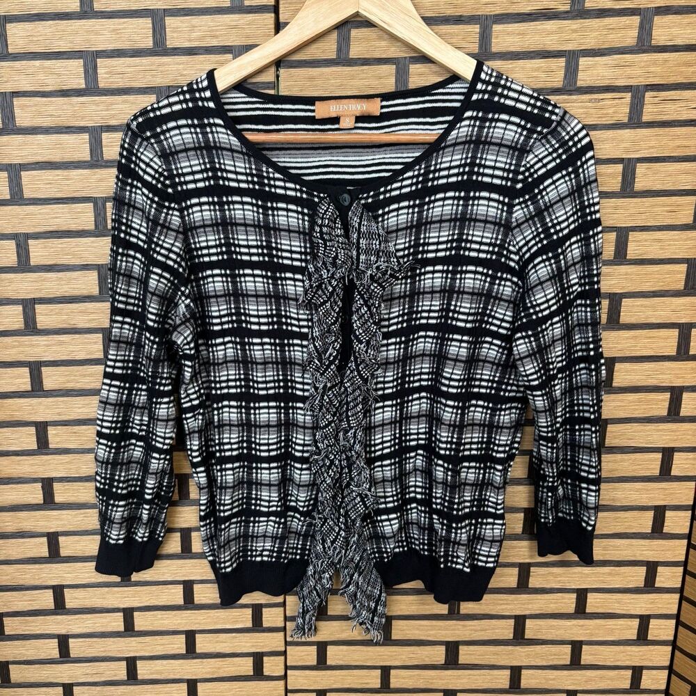 Ellen Tracy Black And White Cardigan Size Small
